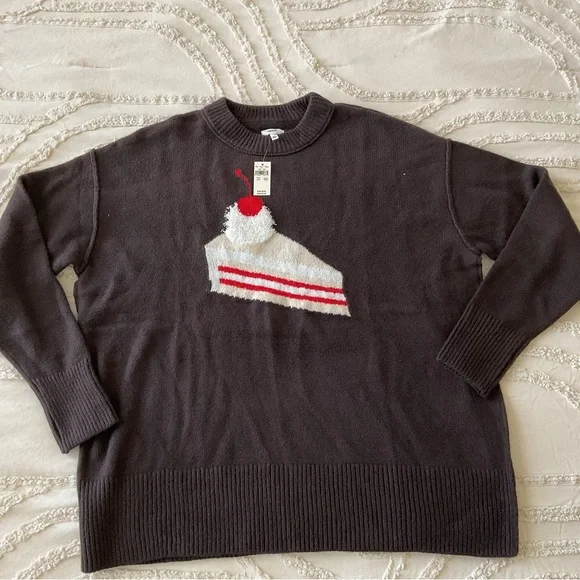 Aerie Black Sweater with Cake Design S - Picture 5 of 7